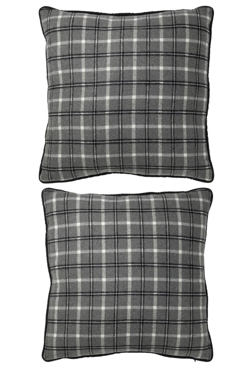 J-Line kussen Tekst - polyester - grijs - 2 stuks