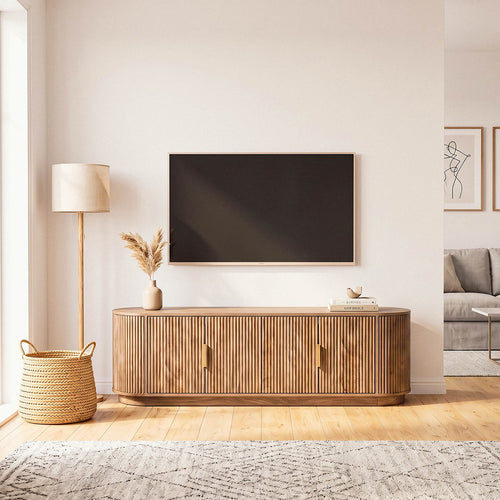 Calicosy - TV-meubel ACHILLE - licht hout 160x40x48 cm