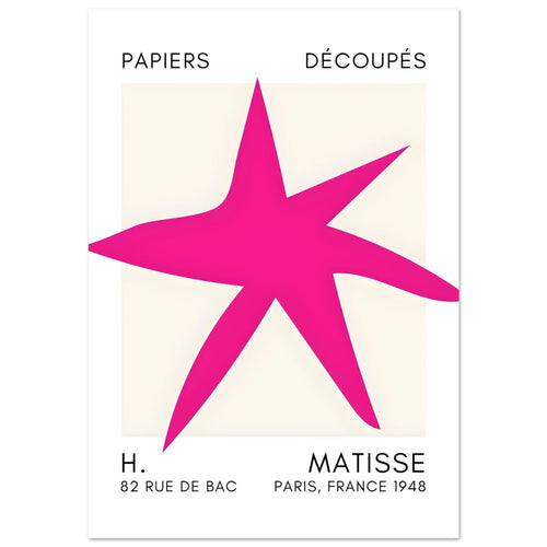 Artfulprints Poster met Lijst Matisse – Star of the sea pink   - 50x70 cm - Roze
