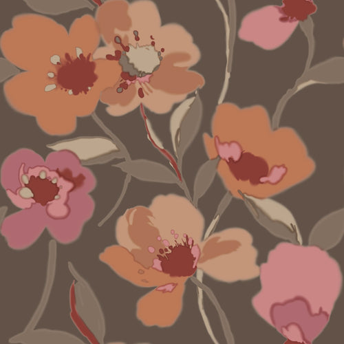 ESTAhome behang bloemen terracotta en oudroze - 50 x 900 cm - 130991 - vtwonen shop