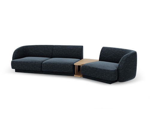Micadoni Rechte modulaire bank Miley 3-zits, chenille, koningsblauw - 126x303x70cm