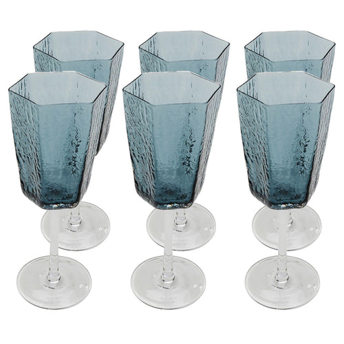 Kare Design Wijnglazen Wit Cascata blauw (6/Set)