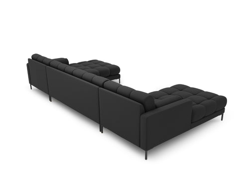 Cosmopolitan Design Panoramische bank Bali 7-zits, structurele stof, donkergrijs - 185x383x75cm