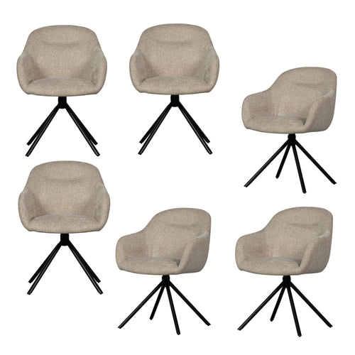 WOOOD eetkamerstoelen Grant-Jaki - Chenille - Zand - Set van 6 - vtwonen shop