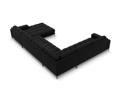 Cosmopolitan Design Panoramische hoekbank links Bali 7-zits, flueel, zwart - 256x327x75cm