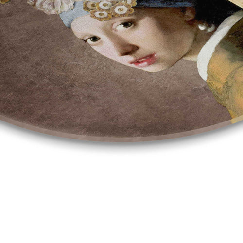 Reinders Pearl Girl Flowers glasschilderij -  meerkleurig/multi color - woonkamer - Ø 70cm