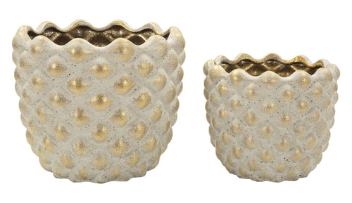 Mauro Ferretti cachepot - set van 2 - Ø 23x18 - 18,5x15,5 cm - bruin