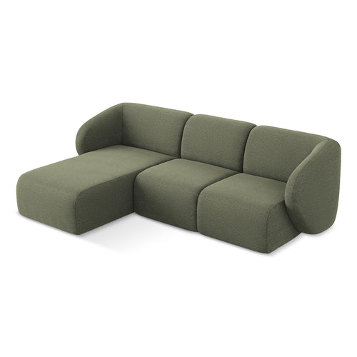 LaMiaSofa hoekbank links Cervo - bouclé - olijf - 248x166x101