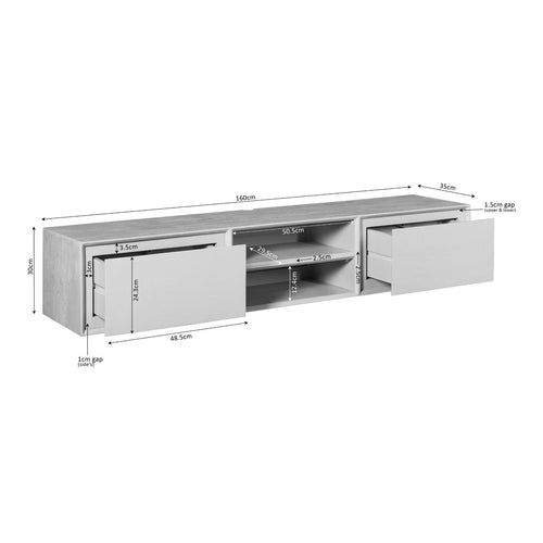 Starfurn Tv-meubel Ambiance - Zwevend - Naturel Hout - 160x35x30cm