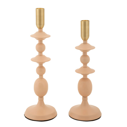 Mauro Ferretti kaarsenhouder - set van 2 - roze/goud