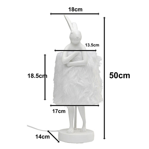 Kare Design tafellamp Animal Fluff - konijn - 50cm - wit