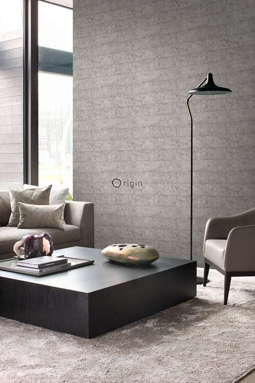 Origin Wallcoverings behang kalkstenen blokken lichtgrijs - 53 cm x 10,05 m - 347581 - vtwonen shop