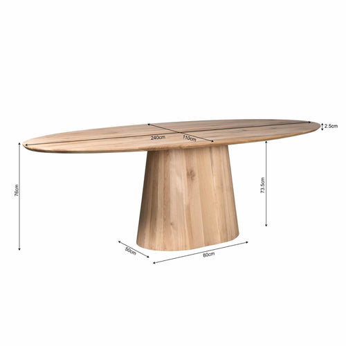 StarFurn Eettafel Riga - Ovaal Naturel Hout - 240x120x76cm - vtwonen shop