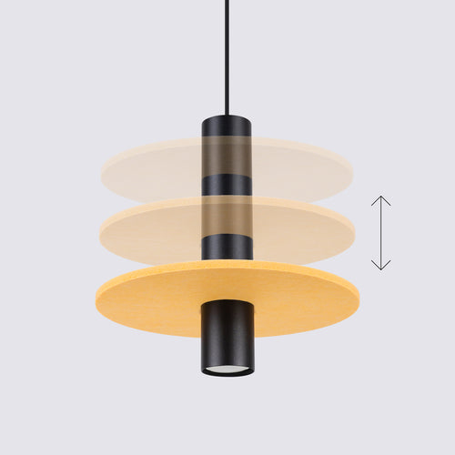 Sollux Lighting Hanglamp PELTA 1 zwart/geel - 30x30x126cm