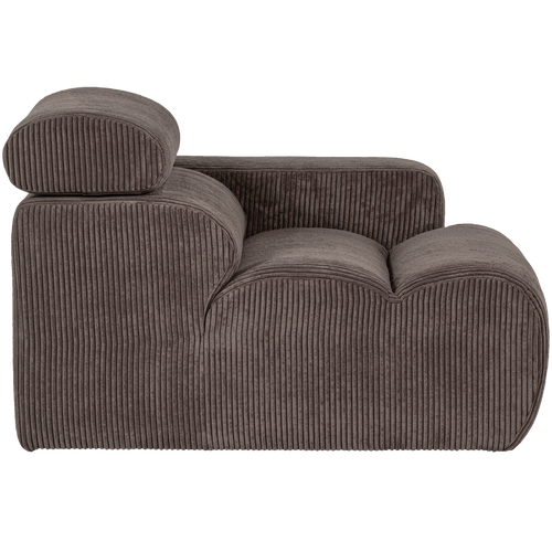 WOOOD 1-zits element bank arm links Novi - Ribstof - Grijsbruin - 86x109x113