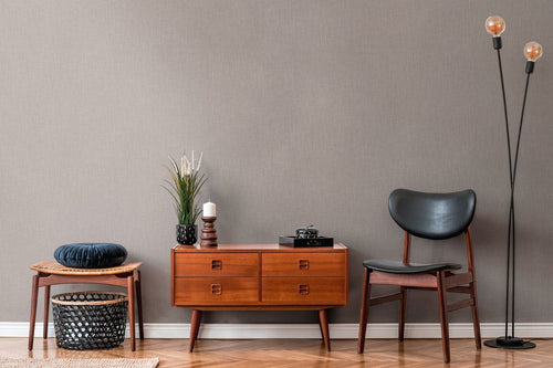Livingwalls behang linnenstructuur taupe grijs - 53 cm x 10.05 m - AS-379524