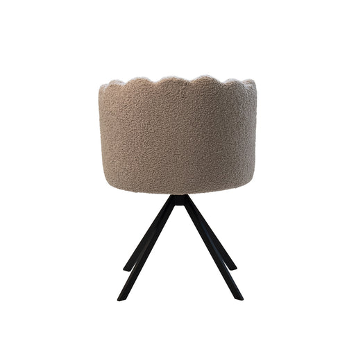 Giga Meubel Eetkamerstoel Julien - Metaal/Teddy - Taupe - Set van 2