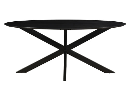Livingfurn eetkamertafel Oslo Ovaal - Acasia Hout  - 180 cm - zwart - vtwonen shop