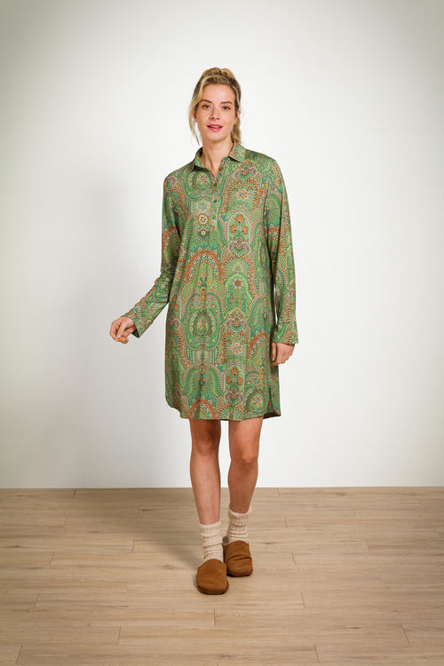 Pip Studio - Daaltje Nachthemd Lange Mouw Dames - Jabali - Groen - XXL - vtwonen shop