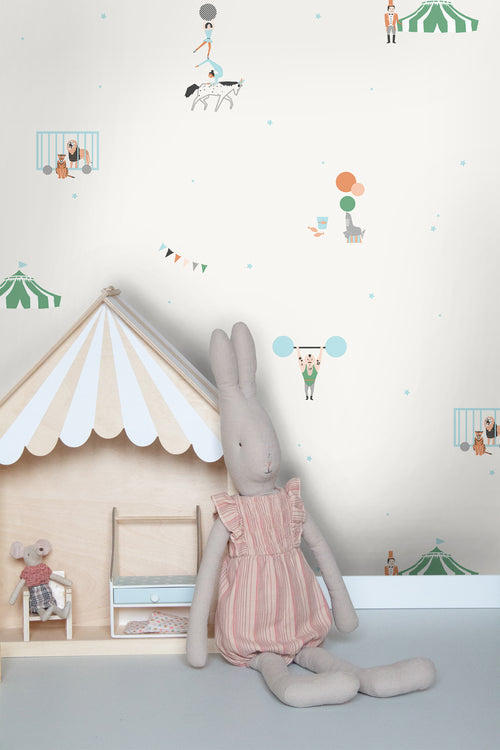 Sanders & Sanders behang circus figuren lichtbeige - 53 cm x 10 m - 640282