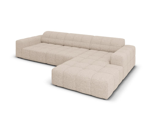 Cosmopolitan Design rechter hoekbank Chicago 4-zits, chenille beige - 167x294x78cm