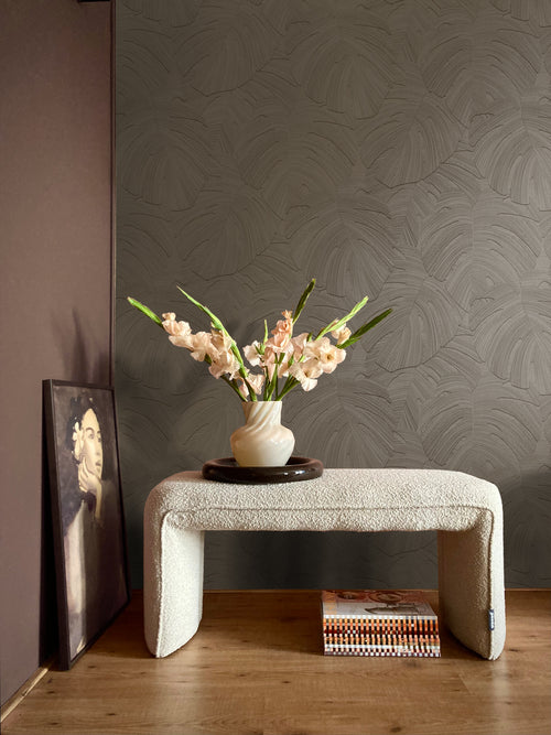 Origin Wallcoverings behang tropische bladeren donker beige - 53 cm x 10.05 m - 348026