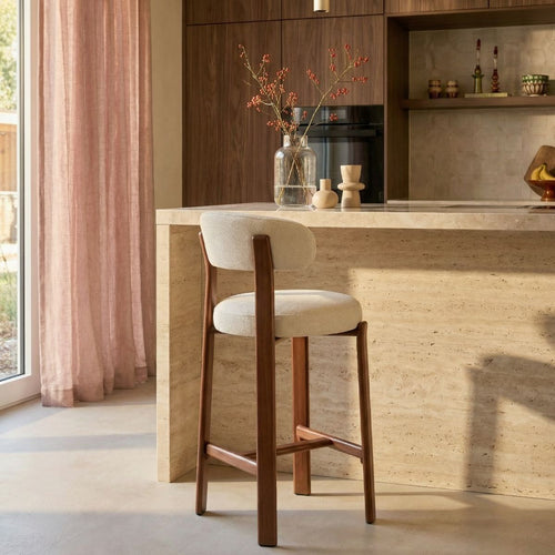 DÉJA Living Barstoel Märsta - Beige Stof - Zithoogte 67cm - vtwonen shop