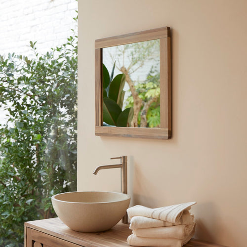 Tikamoon Spiegel van massief acaciahout 55,5 x 50 cm - Naturel - vtwonen shop