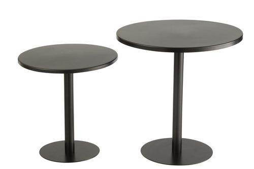 J-Line bijzettafel Rond - metaal - zwart - 2 stuks