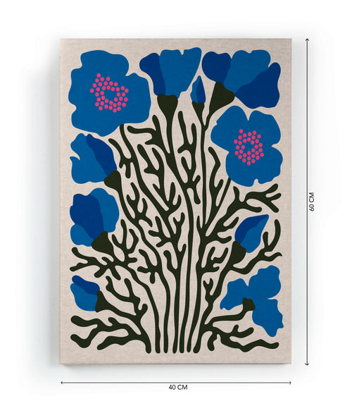 Canvas 60x40 Blauwe Bloemen - vtwonen shop