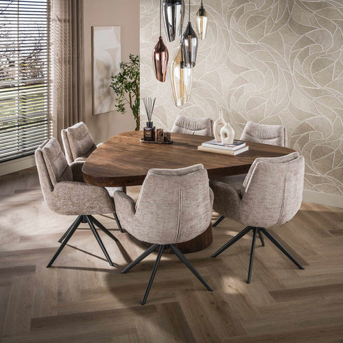 Giga Meubel Eettafel Arcadia - Driehoek Acaciahout Donkerbruin - 165cm - Landelijk