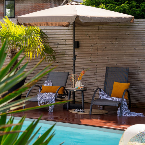 Delta parasol - Ø300 cm - carbon black - ecru - vtwonen shop