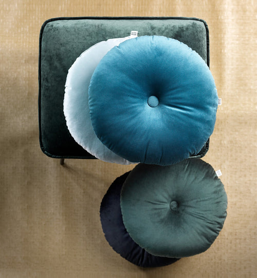 OLLY - sierkussen Ø38 cm - rond velvet - Raven - zwart
