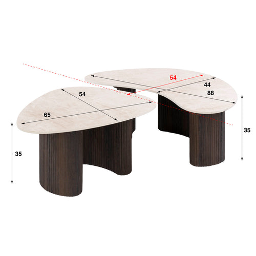 Giga Living Salontafel Ceramo Organisch - Organisch Keramiek - Set Van 2