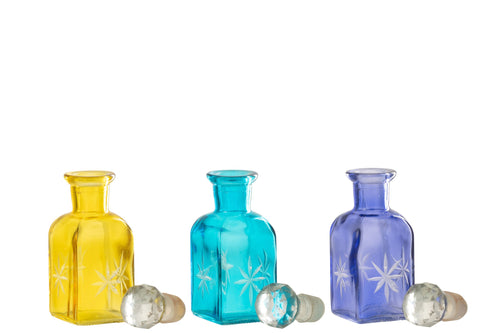 J-Line decoratie Flessen Tarifa - glas - mix - small - 3 stuks