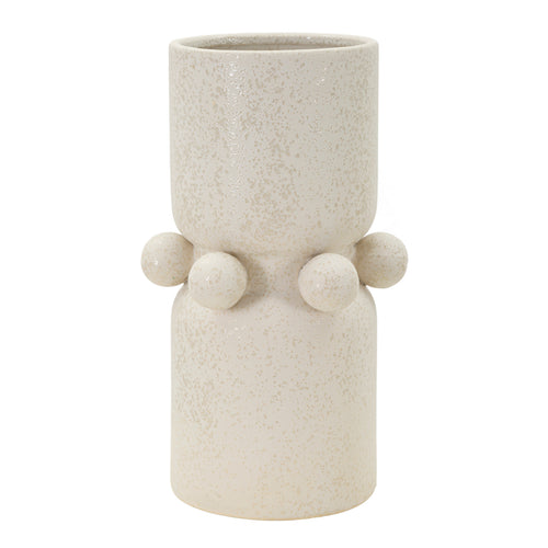 Beige keramische vaas met bollen cm ø 16x28