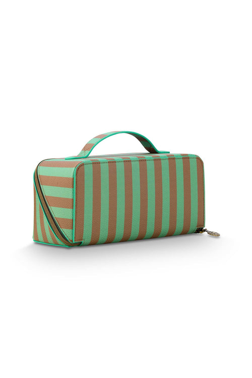 Pip Studio - Cyrille Make-up Tasje Dames - Stripe - Groen - 11x5x22cm - vtwonen shop