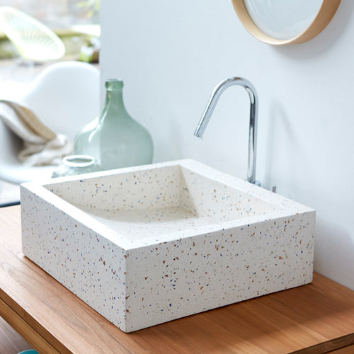 Tikamoon Waskom van confetti terrazzo b. 39 cm - Wit