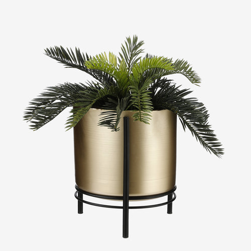 Mica Decorations Sverre Bloempot op Standaard - H28 x Ø19 cm - Goud, Zwart - vtwonen shop