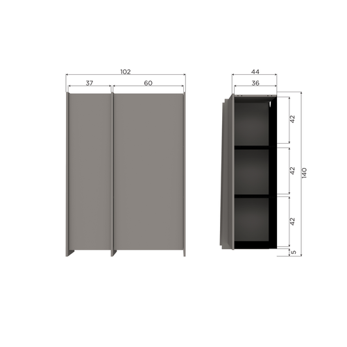 WOOOD 2-deurs kast Brock - Essen Fineer - Warmgrijs - 140x102x44
