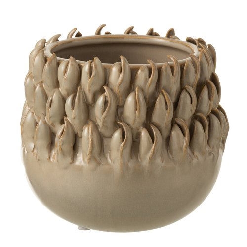 J-Line bloempot Ibiza - keramiek - grijs - large - Ø 15.5 cm - vtwonen shop