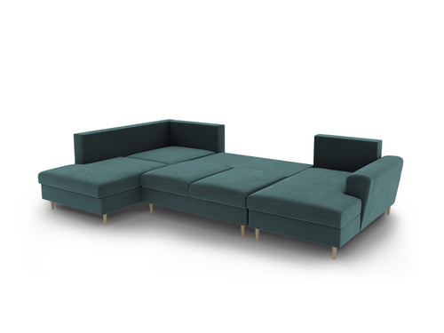 Cosmopolitan Design Links panoramische slaapbank met opbergdoos Kyoto 7-zits, flueel olie - 194x313x88cm