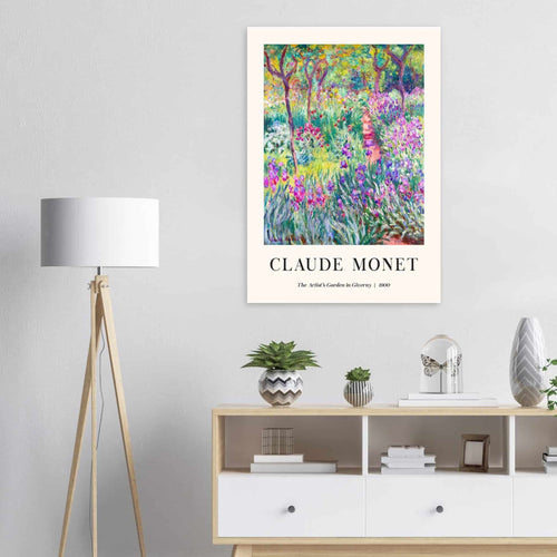 Artfulprints Poster met Lijst Claude Monet - The artist's garden in Giverny   - A4 21x29.7 cm - Meerkleurig