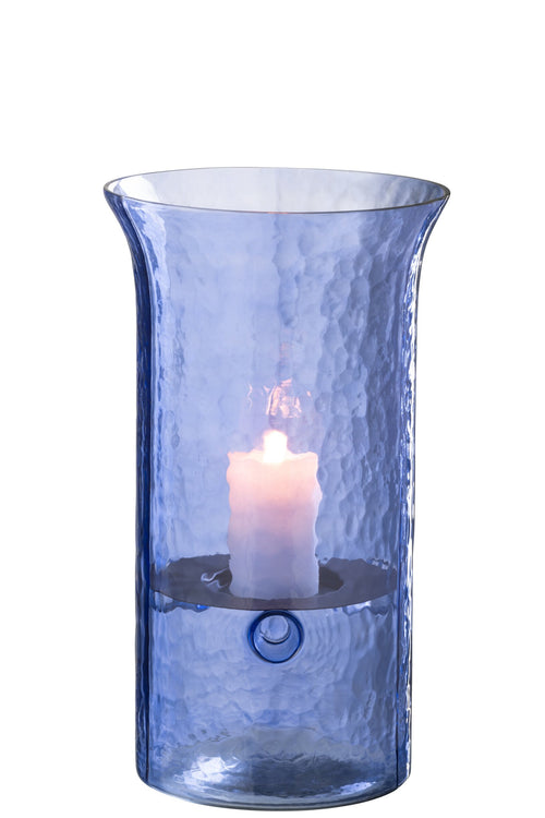 J-Line windlicht Tarifa Smal - glas - blauw - large