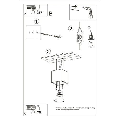 Sollux Lighting Plafondlamp QUAD 1 antraciet - 10x10x10cm