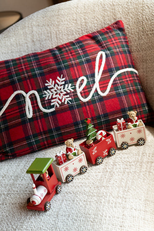 J-Line kussen Noël - wol - kerstrood/wit