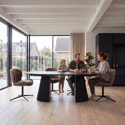 Furnhouse uitschuifbare eettafel Svendborg - Zwart - Ø 120/220x120 cm