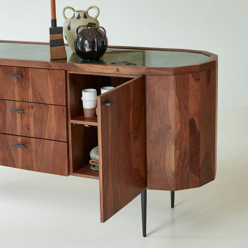 Tikamoon Massief palissander en marmeren buffet 175 cm - Bruin - vtwonen shop