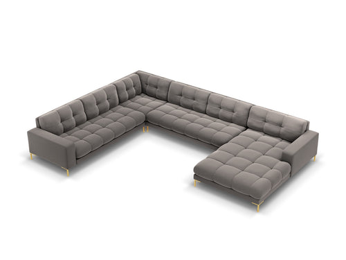 Cosmopolitan Design Panoramische hoekbank links Bali 7-zits, flueel, lichtgrijs - 256x327x75cm