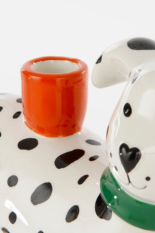 Mica Decorations  Kandelaar Hond - L26 x B11 x H27 cm - Keramiek - Wit